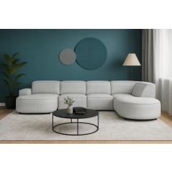 Olio Primo Nowoczesny narożnik w kształcie litery U Tkanina Raven 6